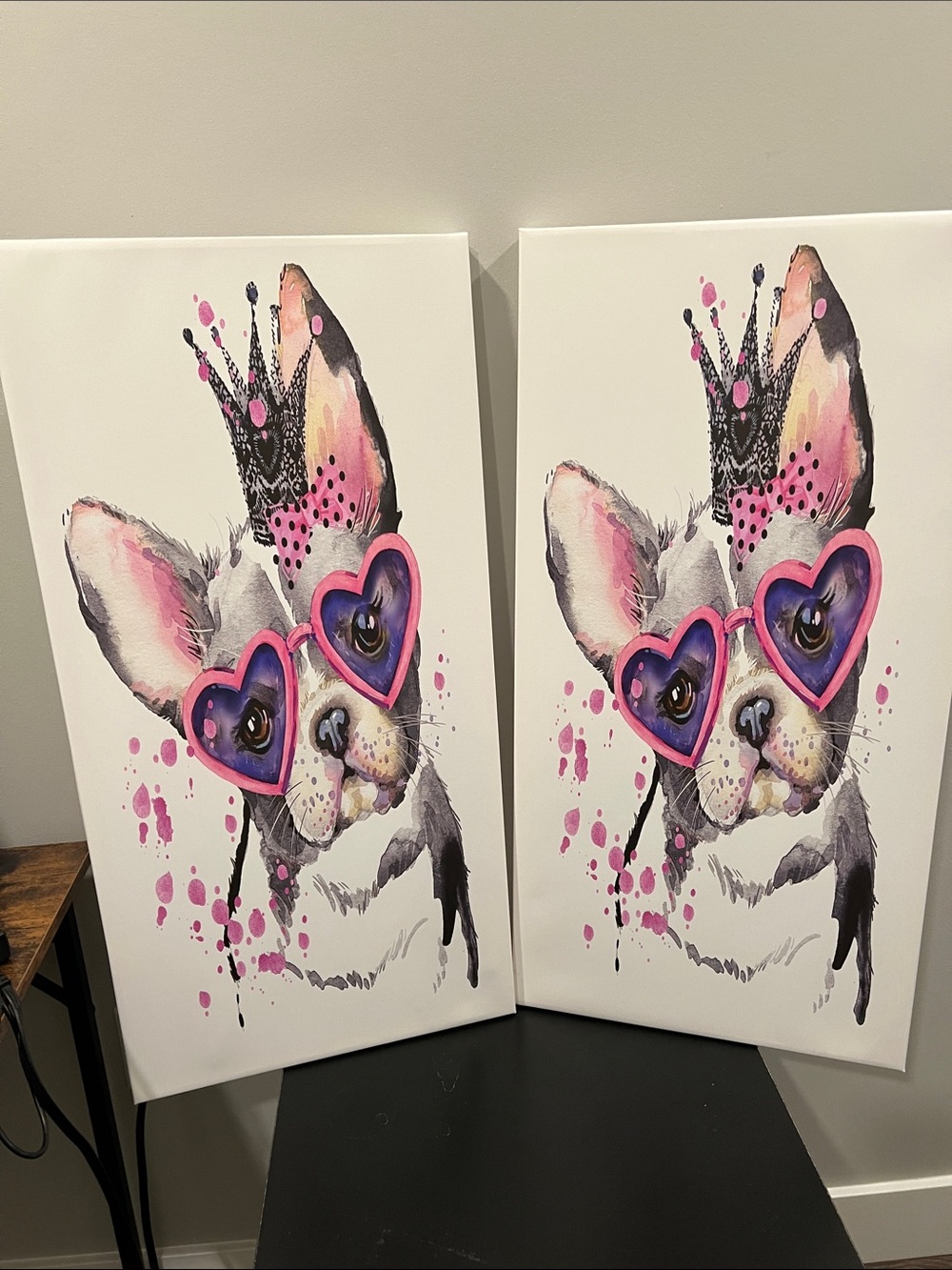 Playful French Bulldog Art Print with Pink Heart Sunglasses
